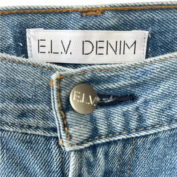 E.L.V. Denim Boyfriend High-Rise Two-Tone Straight Leg Jeans Size 29 Gently Used - Picture 5 of 7